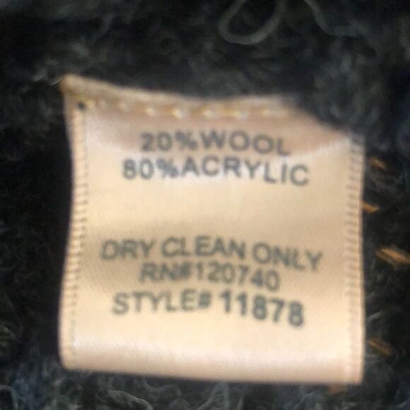 Mystree Dark Gray Open Knit Wool Blend Mixed Stitch Cropped Sweater Sz M/L - Picture 8 of 11